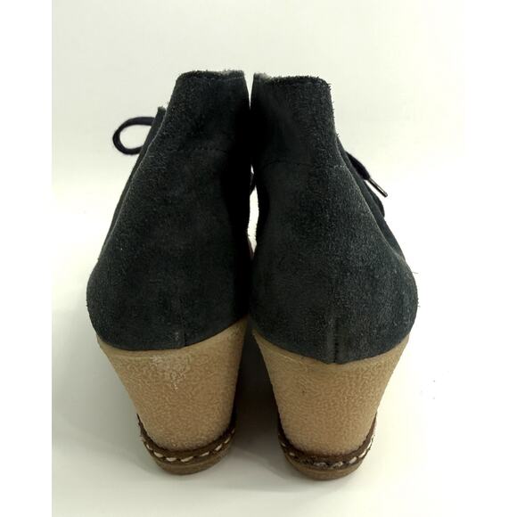 J. Crew MacAlister Woman's Wedge Heel Ankle Bootie Suede Leather Boho Navy 7 - Picture 3 of 7
